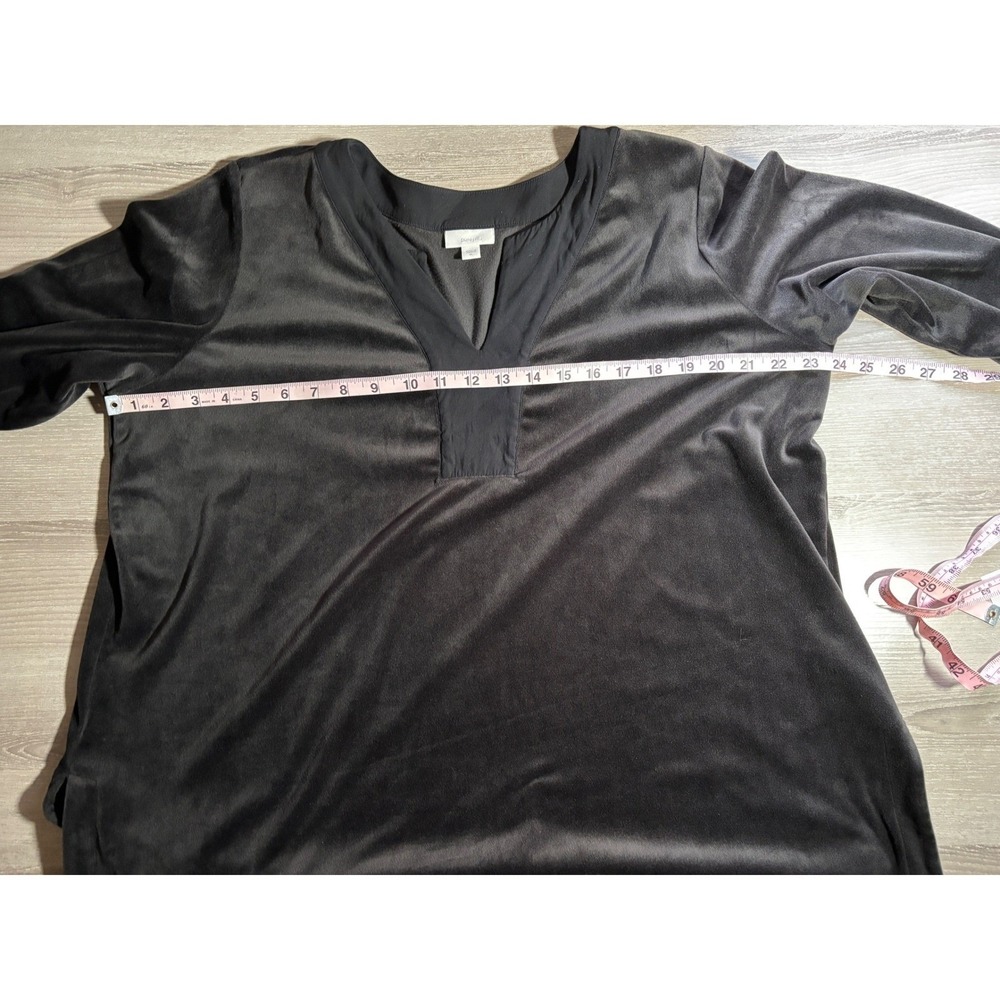 Pure Jill J. Jill Black Velour Split V-Neck Tunic Top Whimsigoth Velvet Fairy - Picture 6 of 7